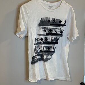 Express White and Black Star Graphic Tee